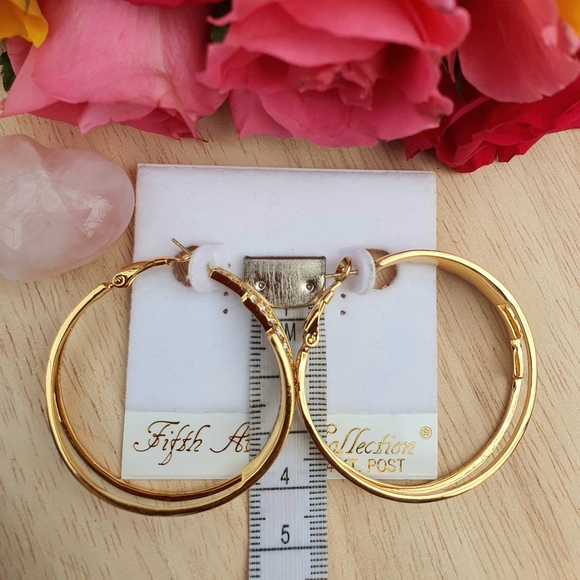 Swarovski Crystal Hoop Gold Earrings - Picture 4 of 6